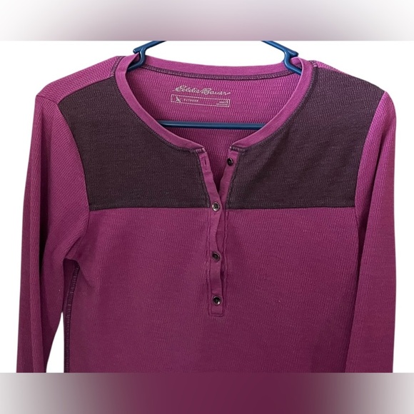 Eddie Bauer Purple Long Sleeve Henley Small - Picture 4 of 6
